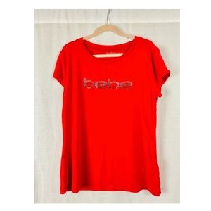Red Bebe Rhinestone logo T-shirt